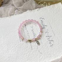 Qiaoen ins original design natural crystal bracelet DIY pink crystal horse powder bracelet niche light luxury factory direct approval