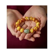 Hotan Jade Pixiu Gold Tiger Eye Stone Bracelet Twelve Zodiac National Style Native Buddha Men and Women 14mm Bracelet