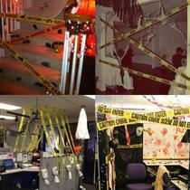 Safety line warning tape English photo props set glue-free disposable reflective isolation tape yellow and black warning tape