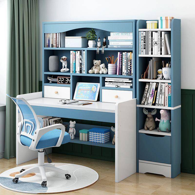 Children's desk bookshelf bookcase integrated primary school student bedroom writing desk study table and chair set home computer desk