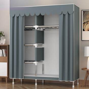 Simple tube easy wardrobe rental cloth wardrobe household bedroom assembly sub-steel reinforced cabinet storage zrw rack