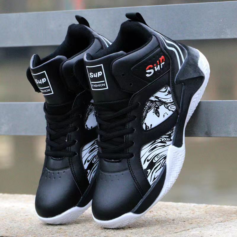 High-Top Basketball Shoes for Men, Spring and Summer Student Sports Shoes, Breathable and Waterproof Practical Sneakers, Non-Slip and Wear-Resistant Combat Boots, Men's Trendy Shoes
