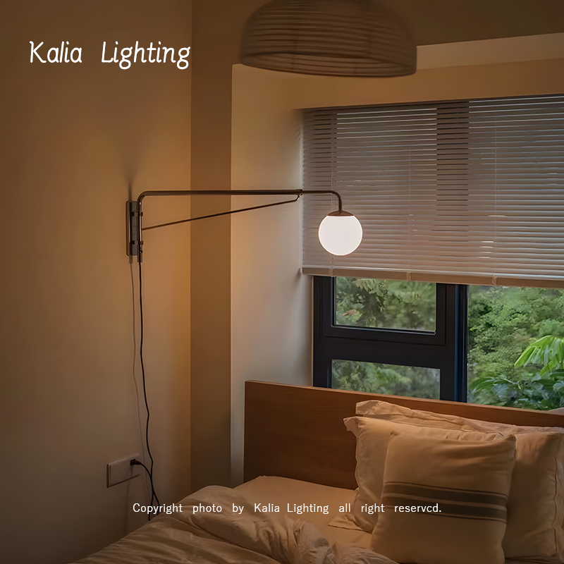 Vintage Bauhaus Long-Arm Wall Lamp Nordic Bedroom Bedside Lamp Retro Design Retractable Swing Arm Reading Wall Lamp
