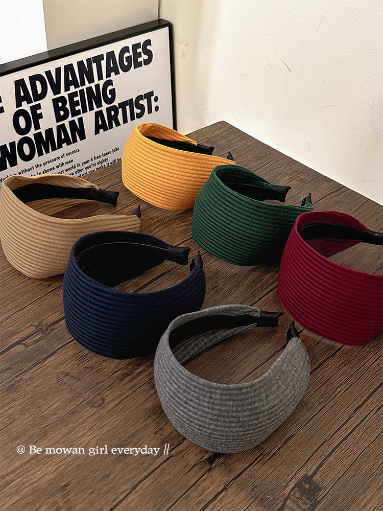 Yi Mengling's Same Style Korean Knitted Autumn and Winter Headband for Women, Fitness Sports Style, Widened Headband, High-End Headwear