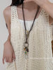 New Chinese-Style Zen Bronze Feather Necklace for Women, Bohemian Ethnic Style, Double-Layered Long Sweater Chain Accessory