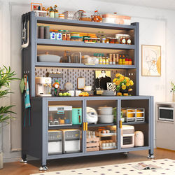 Kitchen Multi-layer Sideboard Floor Multi-function Storage Rack Microwave Oven Steel Storage Cabinet For Home Storage Cabinet