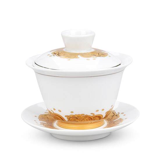 Dehua Ceramic Handmade Gaiwan Tea Cup, Large and Small Sizes, Three-Piece Tea Bowl Set, Single Piece Kung Fu Tea Set