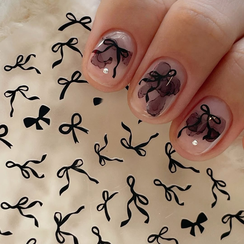 Bouvo High-Quality 3D Multi-Color ins Bowknot Nail Stickers Adhesive Nail Stickers