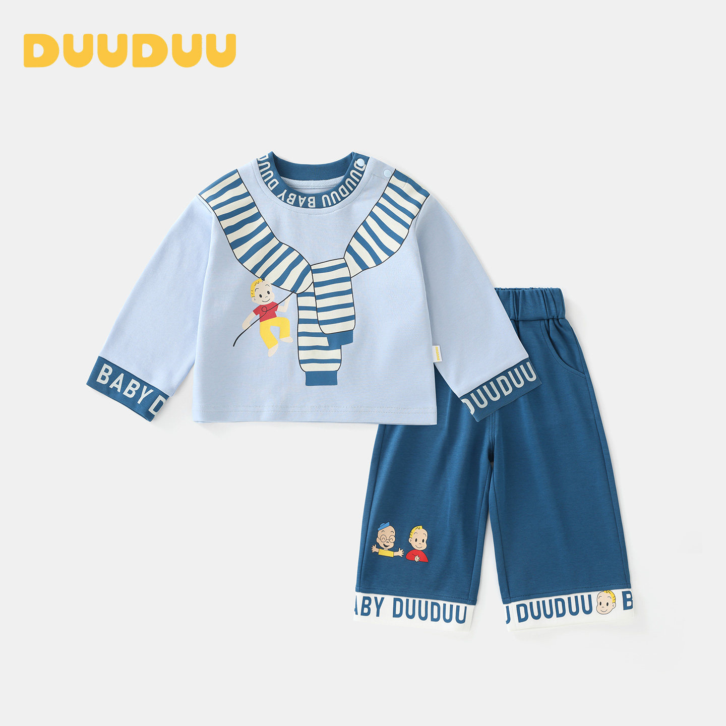 DUUDUU/ костюм-футболка с длинными рукавами для маленьких мальчиков, весенне-осенняя новая одежда для прогулок, детские милые топы, детские штаны