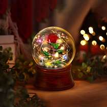 Resin Rose Evergreen Flowers Snowflake Ball Music Box Eight-tone Box Desktop Creative Pendulum Atmosphere Light Gift Water Crystal Ball