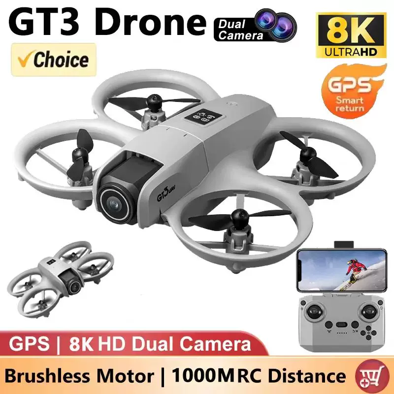 Новый дрон GT3 GPS 8K Профессиональное HD 180° двойные камеры 5G