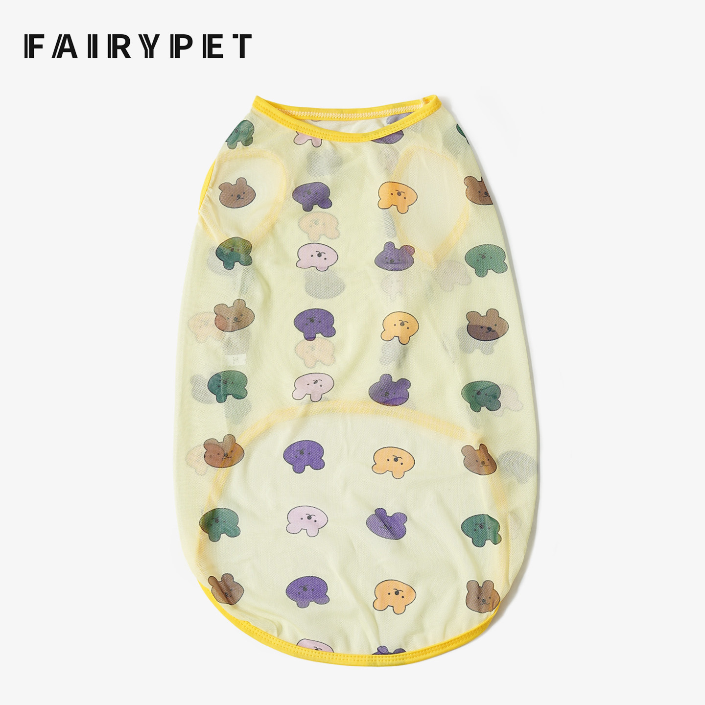 FAIRYPET中大型犬狗衣服夏季透气薄款防掉毛网格宠物卡通背心边牧