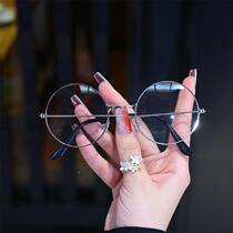 Fashionable retro princes mirror metal round flat mirror literary blue light glasses doll glasses 7001