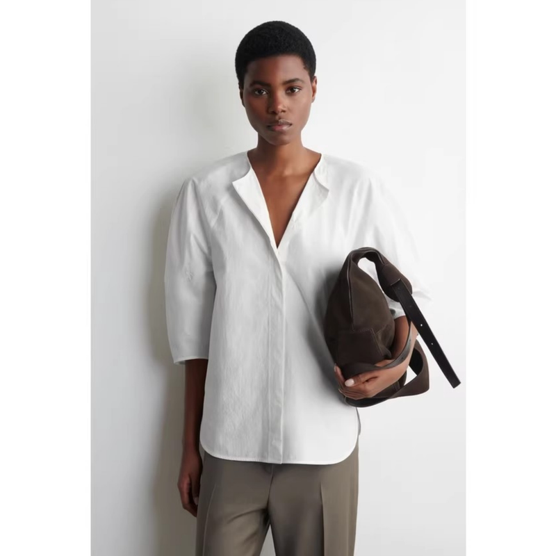 Cso Women's Top Standard Fit Loose Sculptural Shirt White 2026 Spring New Arrival 1319197001