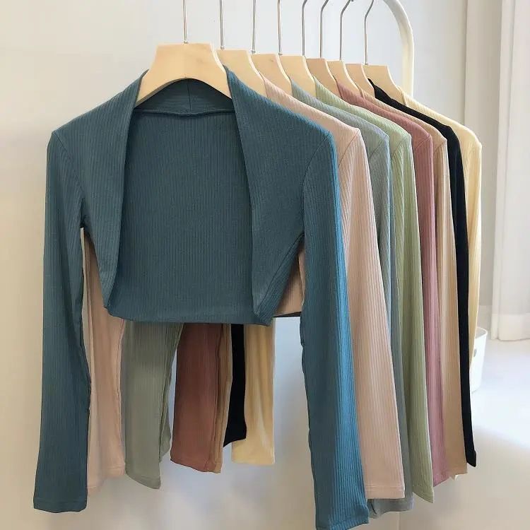 Ballet Dance Gymnastics Long-Sleeved Vest Cover-Up Yoga Wear Fitness T-Shirt Sports Training Office Neck Protection Shawl