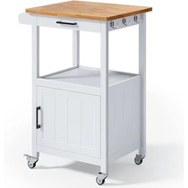 Rolling Kitchen Island Cart with Drawer Storage on Whe