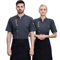 Chef work clothes short-sleeved high-end waterproof and oil-proof summer thin high-end customized catering hotel mens and womens long-sleeved