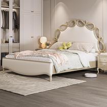 American light luxury new high-end designer bow genuine leather soft bag 1 8m double bed French princess solid wood bed