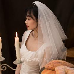 인터넷 유명 인증 증명서 유명 인사 베일 흰 머리 장식 숲 칼라> 슈퍼 요정 신부 베일 하트 <스위트 활 사진 메인 웨딩 드레스
