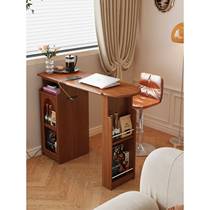 Medieval style bar solid wood desktop small apartment retro living room sofa cabinet entrance partition narrow island table sideboard