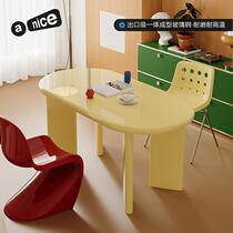 A Nice French cream style small apartment designer semi-circle negotiation dining table home fiberglass restaurant round dining table
