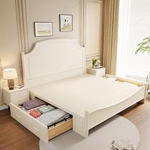 White American bed solid wood bed wedding bed modern simple light luxury French row frame drawer bed storage single bed frame