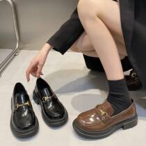 Size 35-42 large size womens shoes single shoes womens spring and autumn versatile Japanese small leather shoes black British style loafers 41