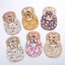 3Pcs Baby Headband Tassel Saliva Towel Floral Print Newborn