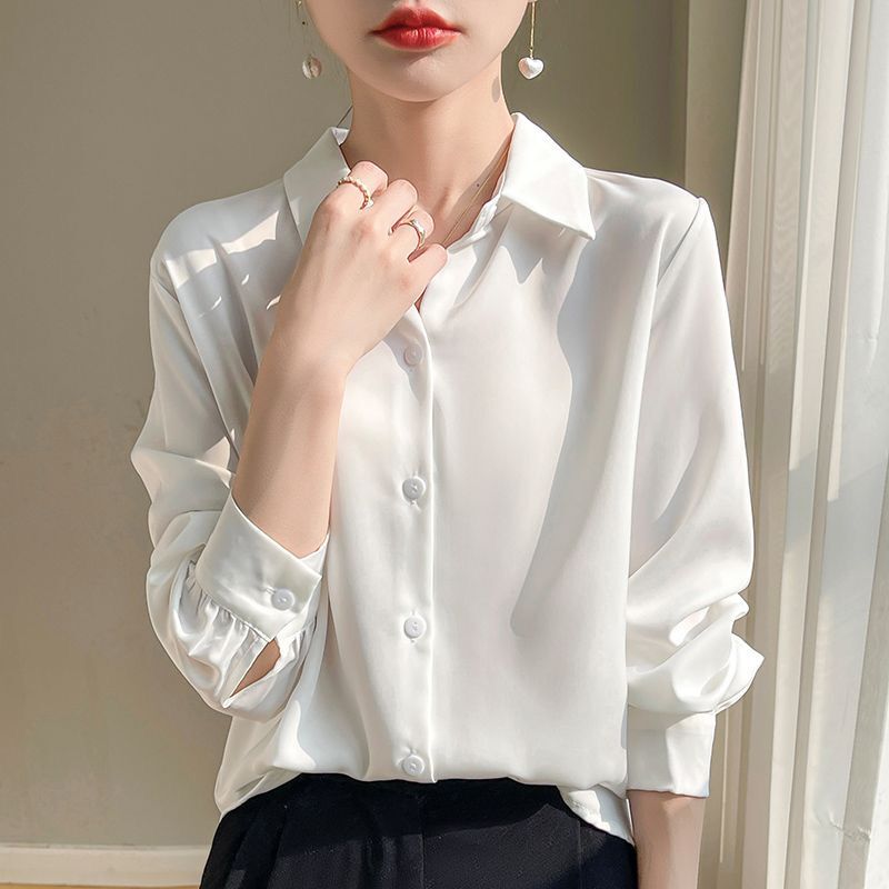 Women's Long-Sleeved Shirt, Spring and Autumn 2026 New Style, Satin Silk French Style, High-End Sun Protection Top Women's Long-Sleeved Shirt, Spring and Autumn 2026 New Style, Satin Silk French Style, High-End Sun Protection Top