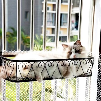 Cat Hammock Cat Stand Window Glass Balcony Hanging Iron Art Nest for Sunbathing Cat Supplies