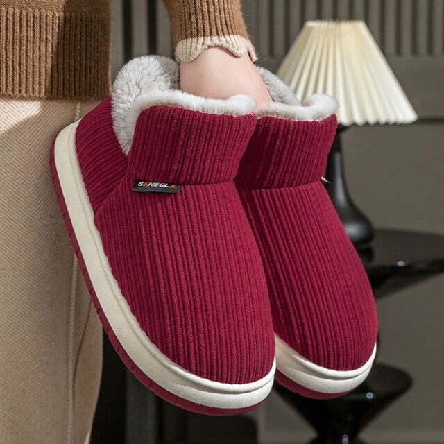 Winter Warm Cotton Slippers with High Heel, Unisex, Thick Sole, Can Be Worn Outside, Non-Slip, Mom's Cotton Shoes, Middle-Aged and Elderly Home Shoes