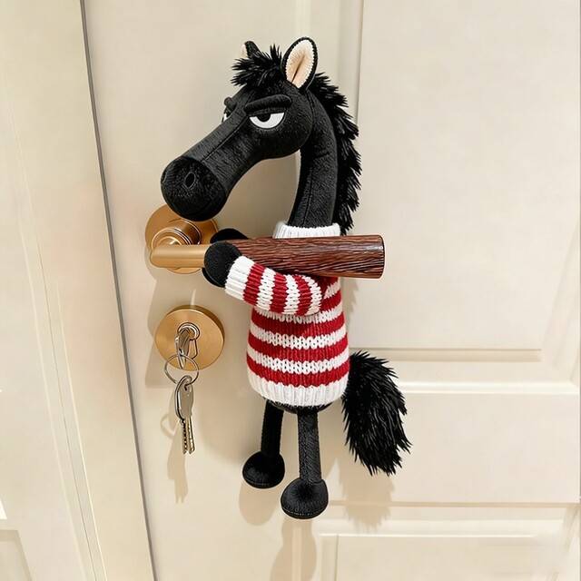 Pony pendant entry door handle door handle protective cover doll Year of the Horse mascot decoration plush pendant bag