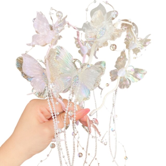 Super Fairy Butterfly Tassel Headband for Girls, Ancient Style Hanfu Headwear, Little Girl Performance Catwalk Hairpin, Girls' Headband