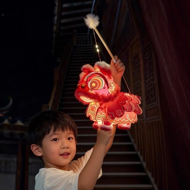 New Year, Spring Festival, New Year's Day, Year of the Horse 2026, Chinese Style Lion Lanterns, Handmade DIY Materials for Children, Lion Lanterns