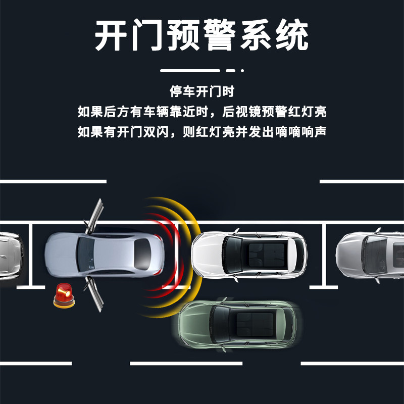 Car Lane Change Assist System Bsd Rearview Mirror 77g Millimeter Wave Radar Blind Spot Monitoring Non-Destructive Installation
