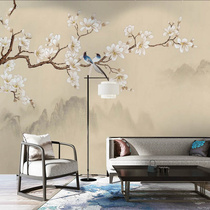 Modern Chinese landscape flowers and birds elegant sofa background wallpaper bedroom study wallpaper mural