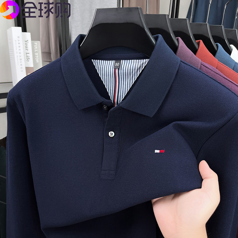 American Brand Authentic Tomny Tommy Long-Sleeve T-Shirt for Men, 2025 Autumn New Large Size Casual Polo Shirt Clothing