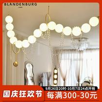 French chandelier pearl lamp necklace Italian light luxury Nordic bar table lamp simple medieval cream style restaurant lamp