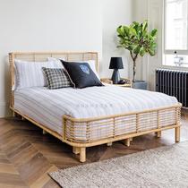 Rattan bed rattan chair double bed rattan art Japanese style real rattan bed modern minimalist bedroom 1 5m wabi-sabi style bed and breakfast