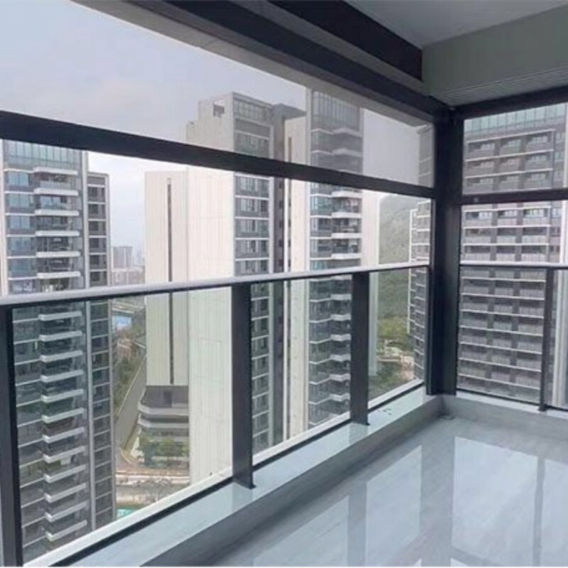 Open Balcony Smart Electric Windproof Roller Blinds Imported Fabric Rainproof Mosquito-Proof Light-Transmitting Breathable View-Enhancing Curtains