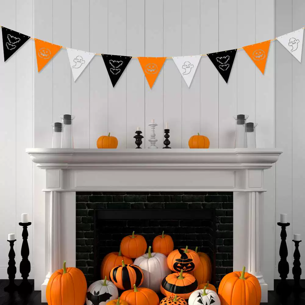 [Halloween Triangle Flag Ghost Bat Pumpkin Flag Ghost Festiv]
