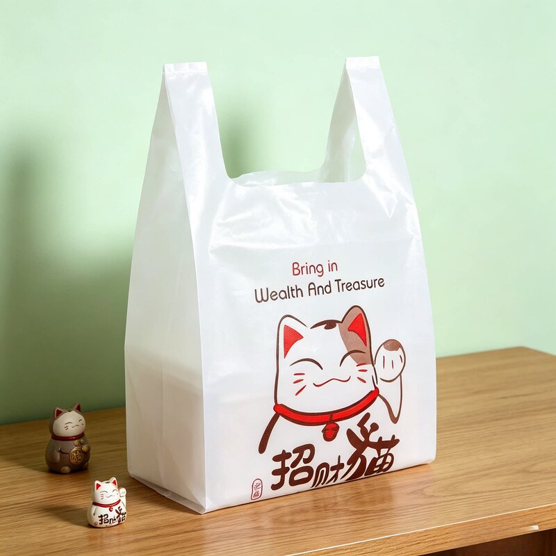 Lucky Cat Cartoon Handheld Plastic Bag Shopping Bag Gift Bag Packing Bag Handbag Transparent Cartoon Pattern Lucky Cat Cartoon Handheld Plastic Bag Shopping Bag Gift Bag Packing Bag Handbag Transparent Cartoon Pattern