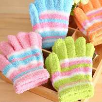 Autumn and winter girls and boys gloves five-finger infant plus mens and womens plush childrens adult warm gloves baby velvet