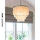 Italian Heart Shell Living Room Long Chandelier Light French Retro Creative Bedroom Study Dining Room Silver Foil Lamp