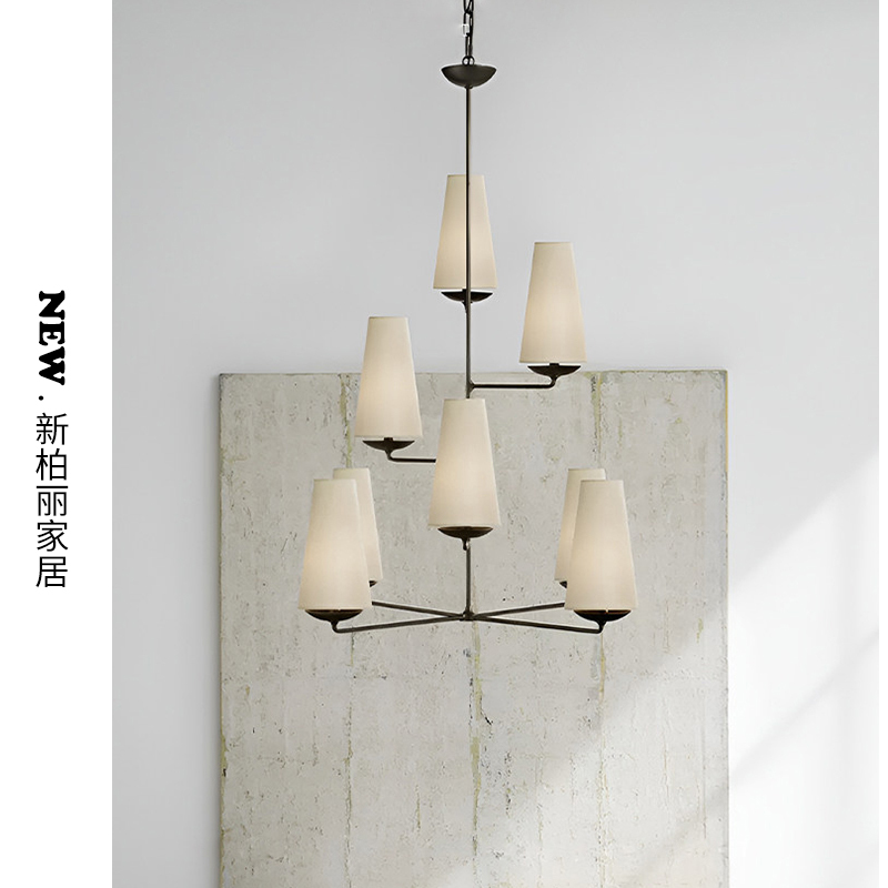 Vc1:1Fontaine All-Copper American-Style Minimalist Retro Villa Dining Room Living Room Staircase Suspended Chandelier