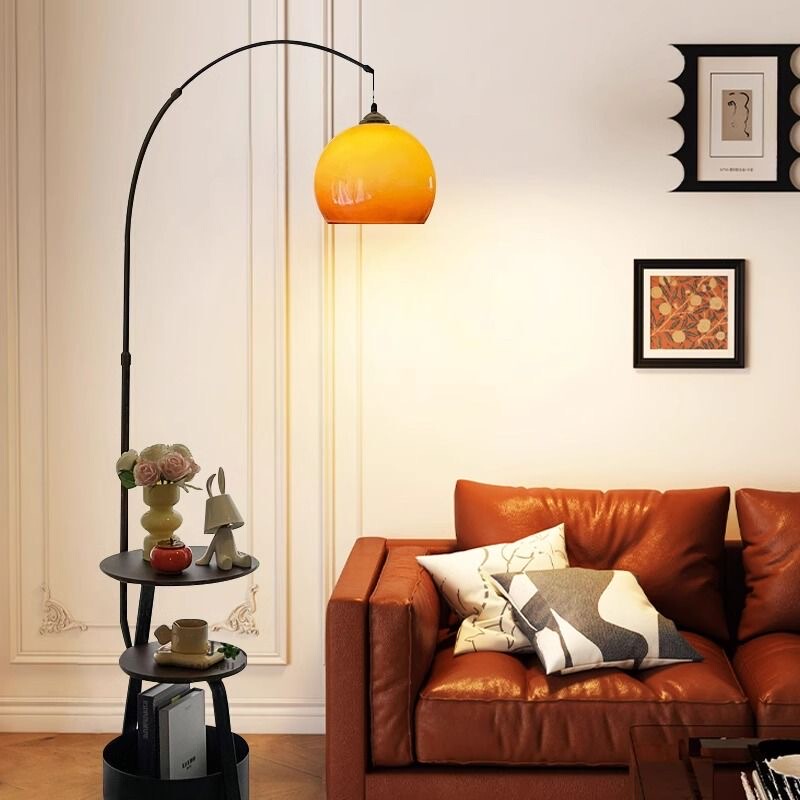 Vintage Yuzu Fishing Floor Lamp with Storage for Living Room Sofa and Coffee Table, American Retro Study Standing Lamp Vintage Yuzu Fishing Floor Lamp with Storage for Living Room Sofa and Coffee Table, American Retro Study Standing Lamp