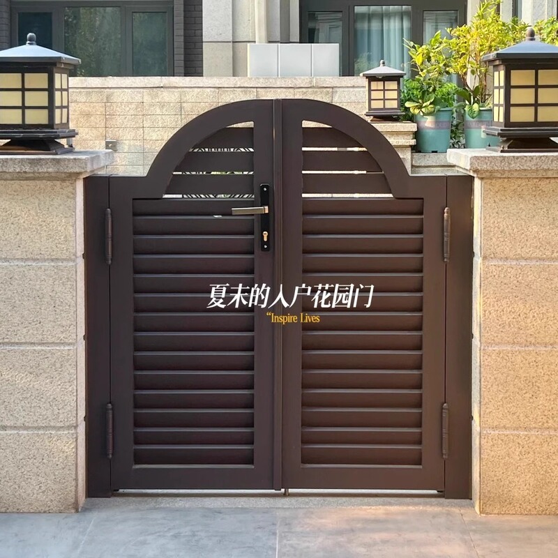 French Aluminum Art Garden Door Villa Courtyard Fence Door Single and Double Opening Community Yard Door Aluminum Alloy Fence Outdoor Door