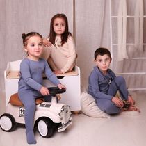 2024 AS print lace collar girl pjs boy blue color pjs