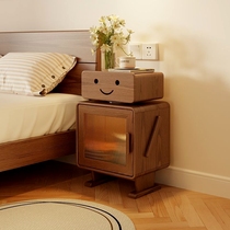Solid wood bedside table bedroom locker living room creative side cabinet side robot with light childrens locker bedside cabinet