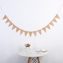 Factory direct sales DIY handcraft Christmas wedding party decoration linen pennant party flag